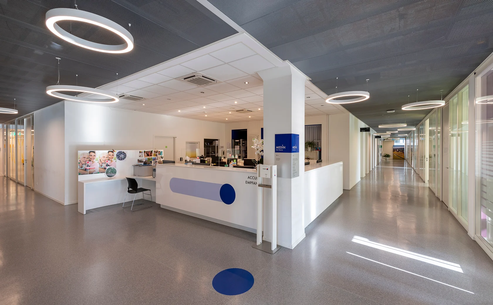 Reception desk and waiting area